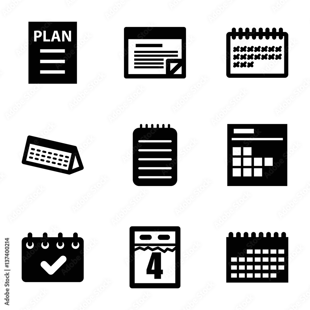 Set of 9 agenda filled icons Set of 9 agenda filled icons