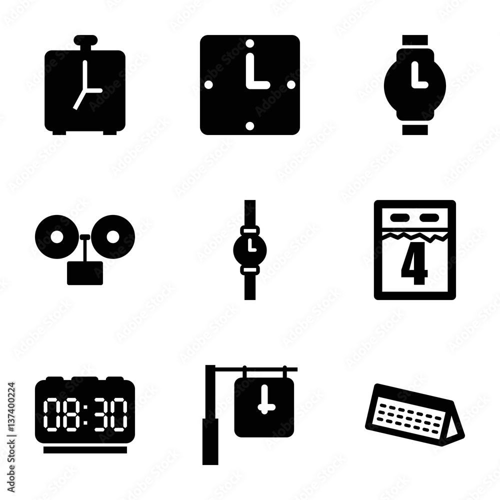 Set of 9 Time filled icons Set of 9 Time filled icons