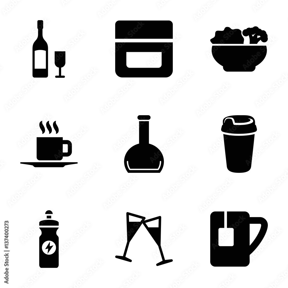 Set of 9 drink filled icons Set of 9 drink filled icons