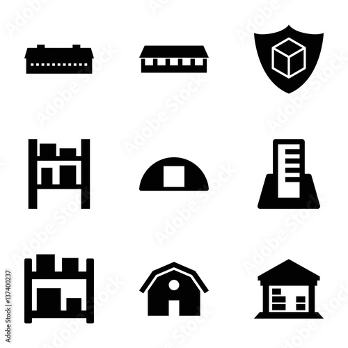 Set of 9 warehouse filled icons