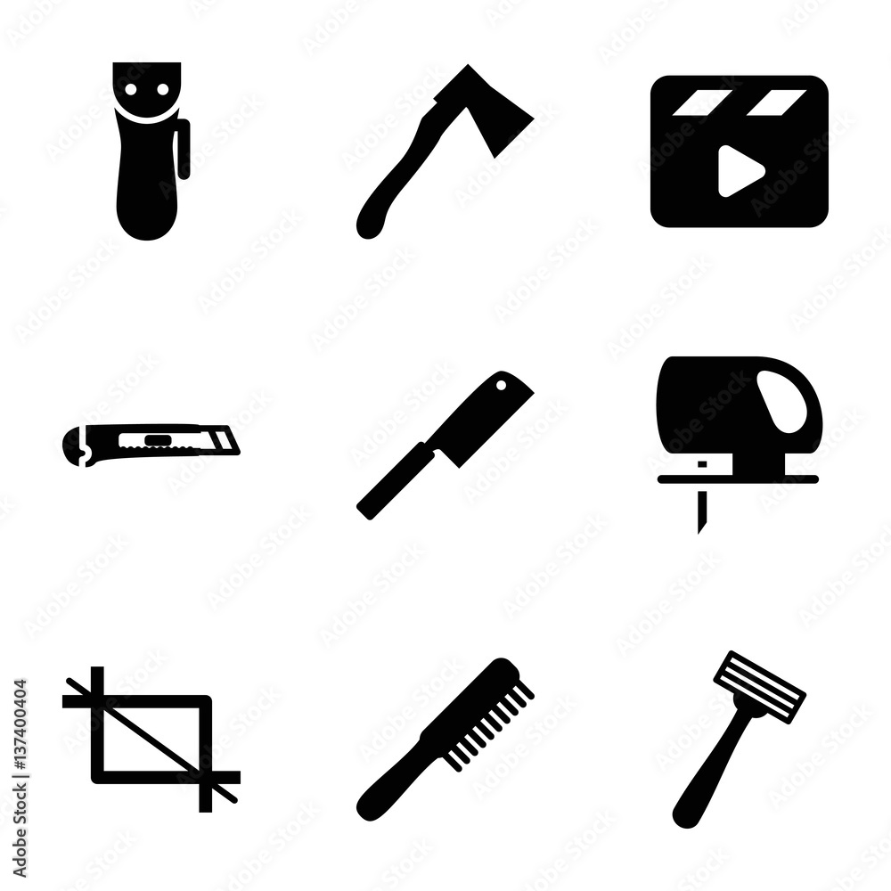 Set of 9 cut filled icons Set of 9 cut filled icons
