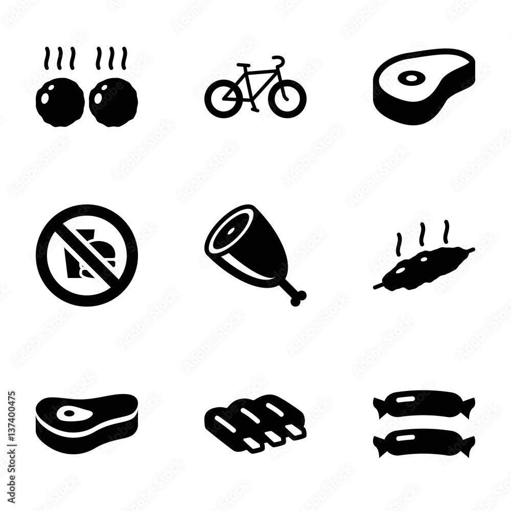 Set of 9 fat filled icons Set of 9 fat filled icons