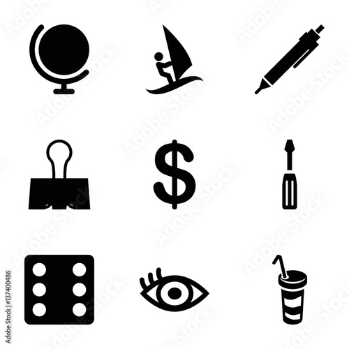 Set of 9 pictogram filled icons