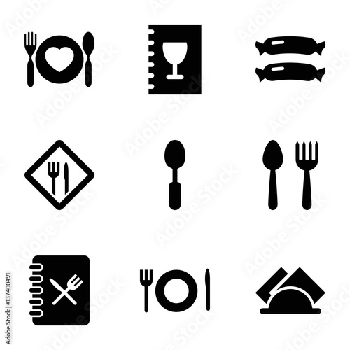 Set of 9 fork filled icons