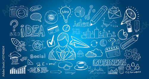 Infograph Set of hand drawn sketches and a lot of infographic design elements