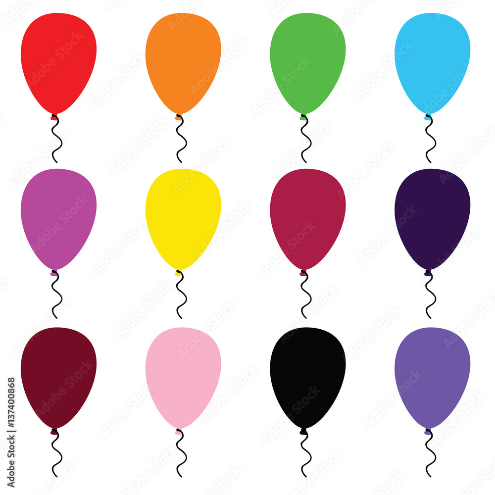 balloon cartoon art set in color illustration