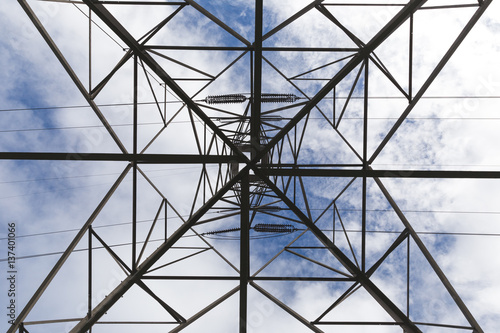 Underneath the electrical tower