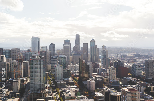 View of Seattle from the Space Needle in downtown Seattle