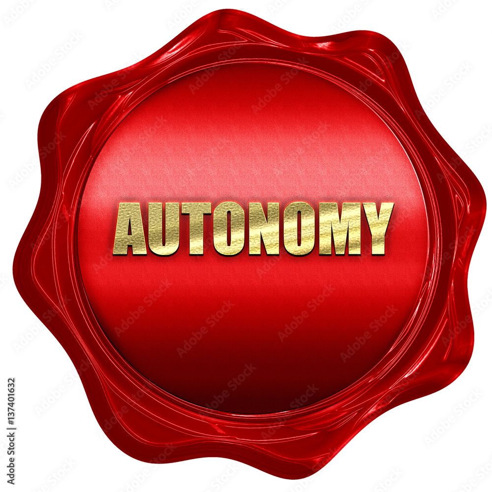 autonomy, 3D rendering, red wax stamp with text autonomy, 3D rendering, red wax stamp with text