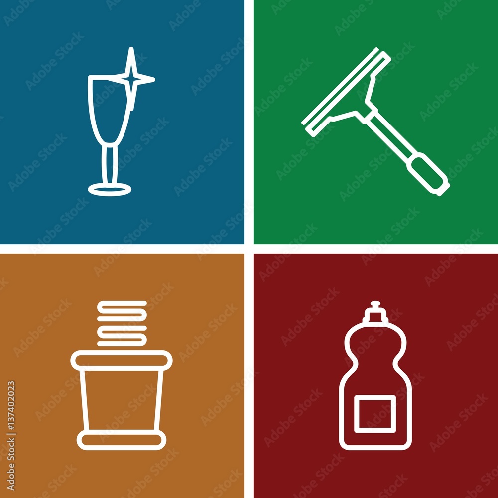 Set of 4 Cleaning outline icons Set of 4 Cleaning outline icons
