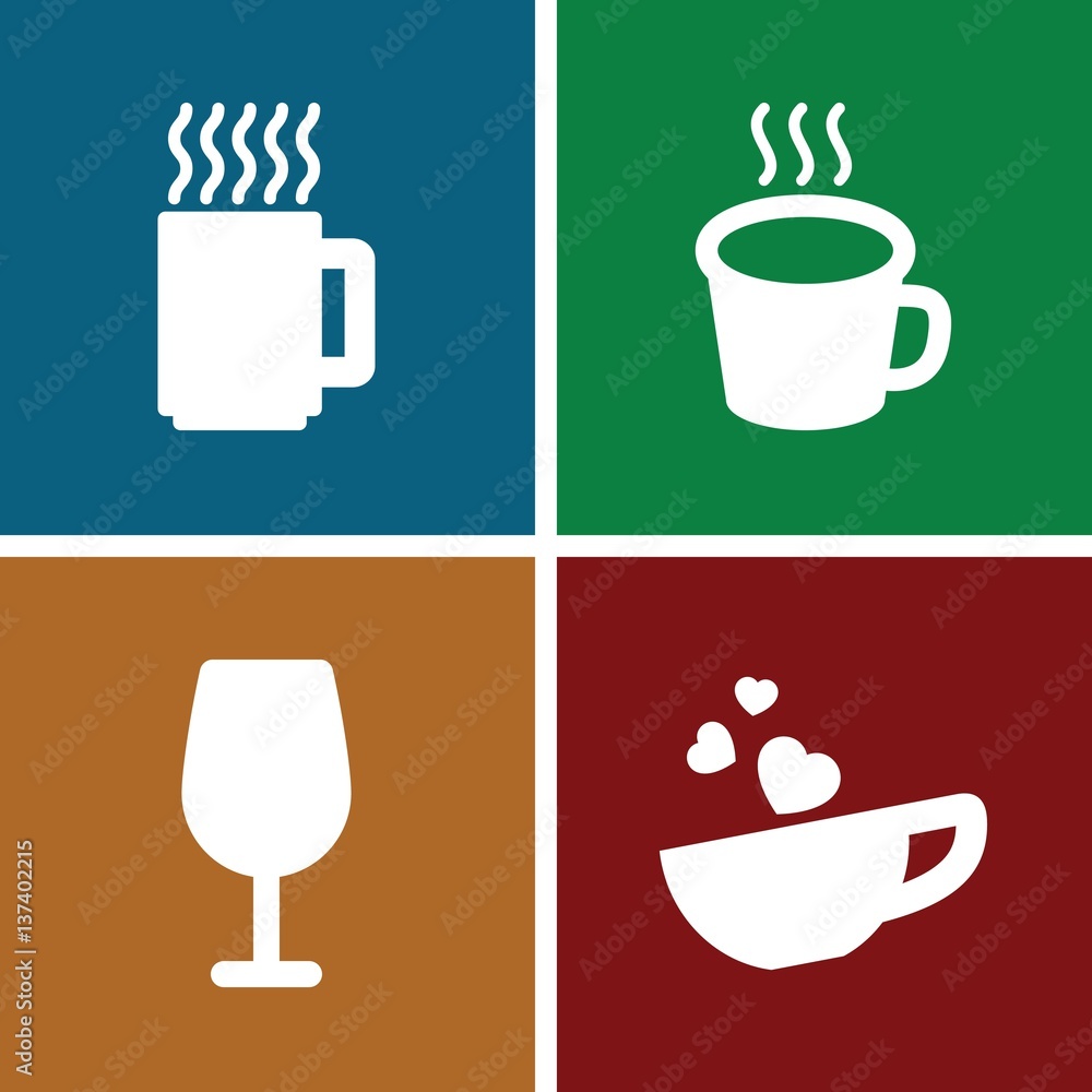 Set of 4 cup filled icons