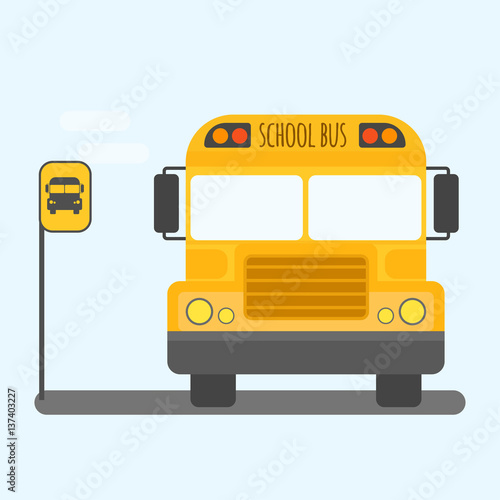 School bus transport for children vector illustration.