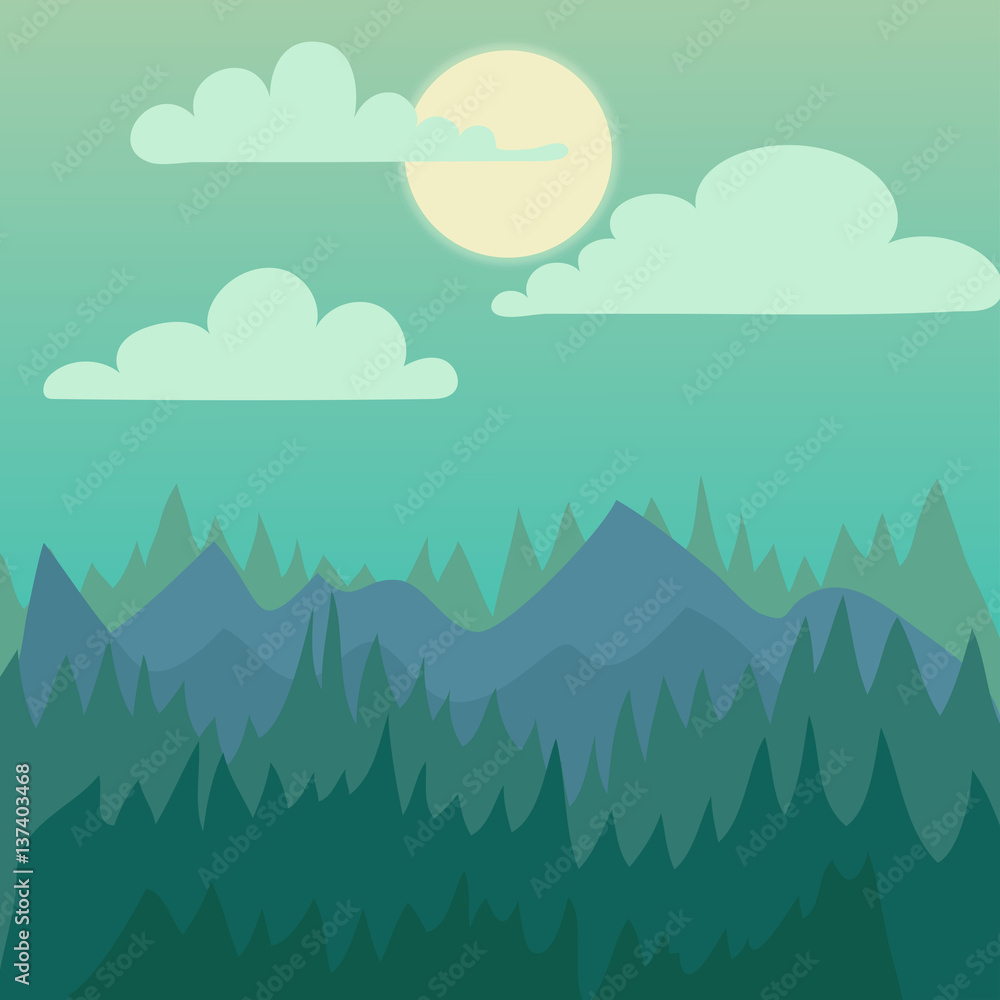 Obraz premium Mountain nature landscape vector illustration.