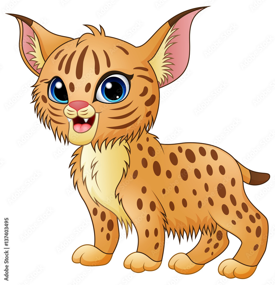 Naklejka premium Cute cartoon bobcat