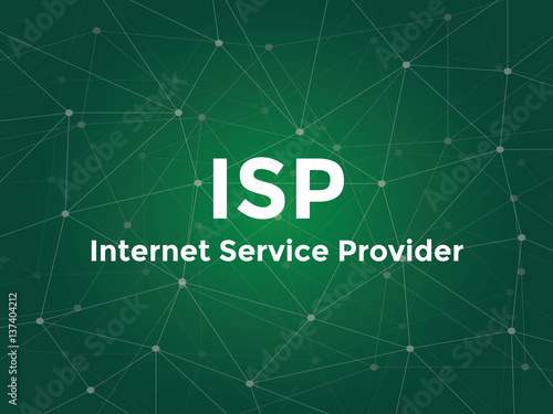 isp internet service provider white text illustration with green constellation map as background