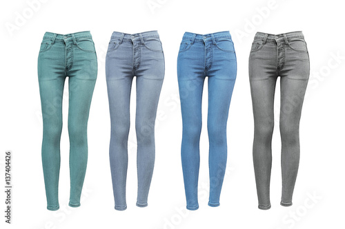 Canvas Print Female skinny jeans in different color