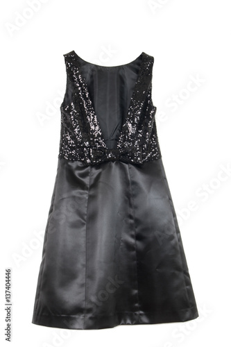 little black glitter dress with low back and a cute bow