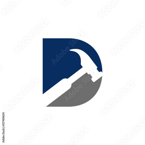 D Letter - Hammer Logo Simple