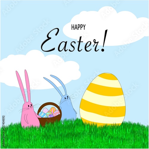 conejos recogiendo huevos de pascua
