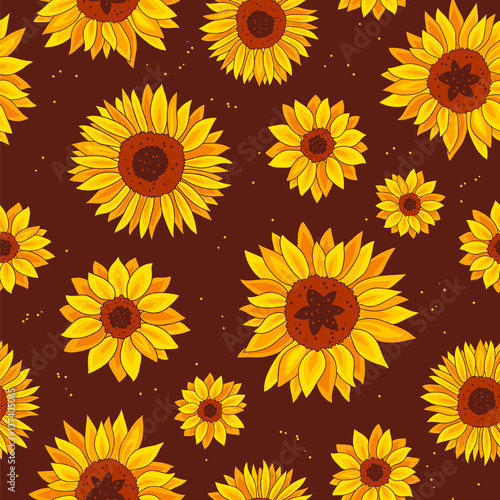 Fototapeta Naklejka Na Ścianę i Meble -  Vector pattern of sunflowers