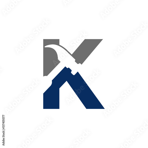 K Letter - Hammer Logo Simple
