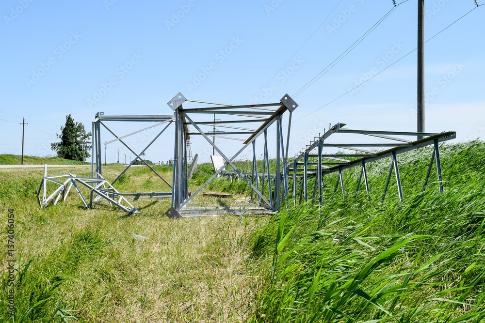 Assembly and installation of new support of a power line Assembly and installation of new support of a power line