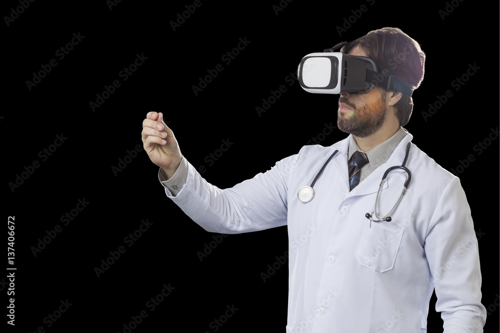 Male doctor in black background. Male doctor in black background.