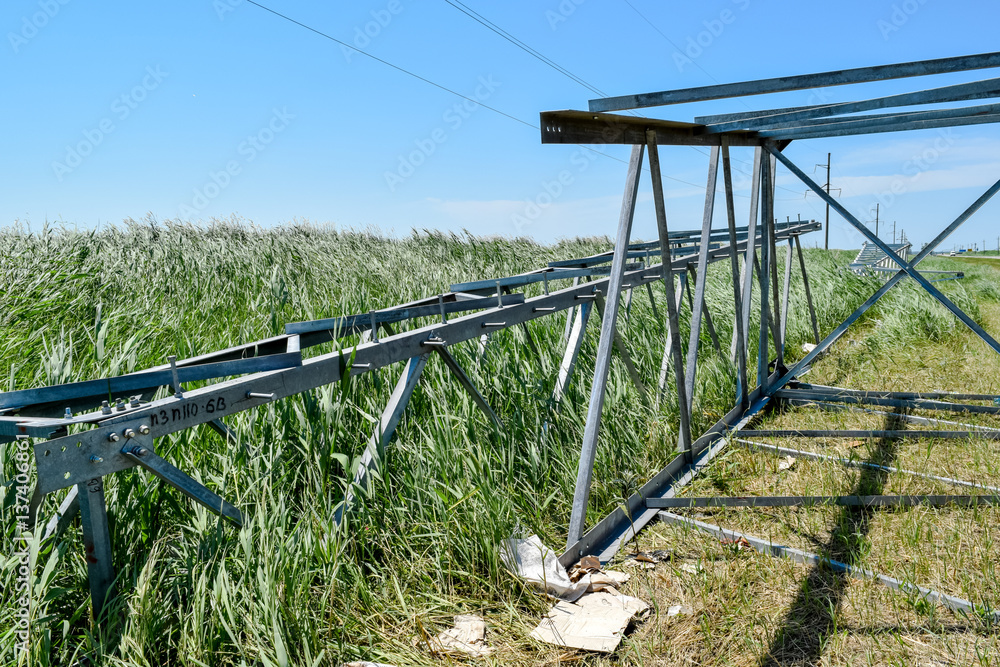 Assembly and installation of new support of a power line