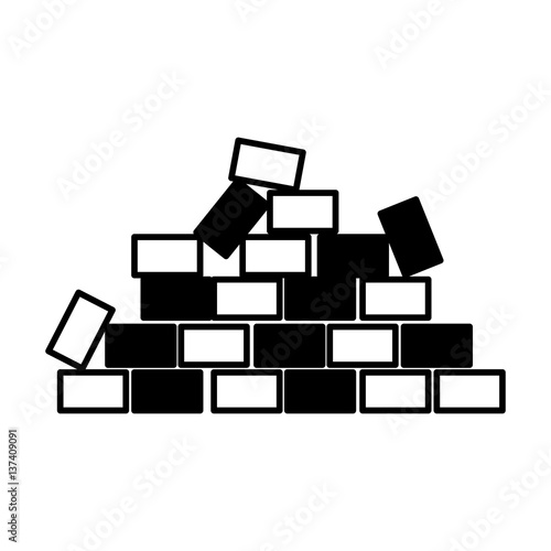 bricks wall construction icon vector illustration design