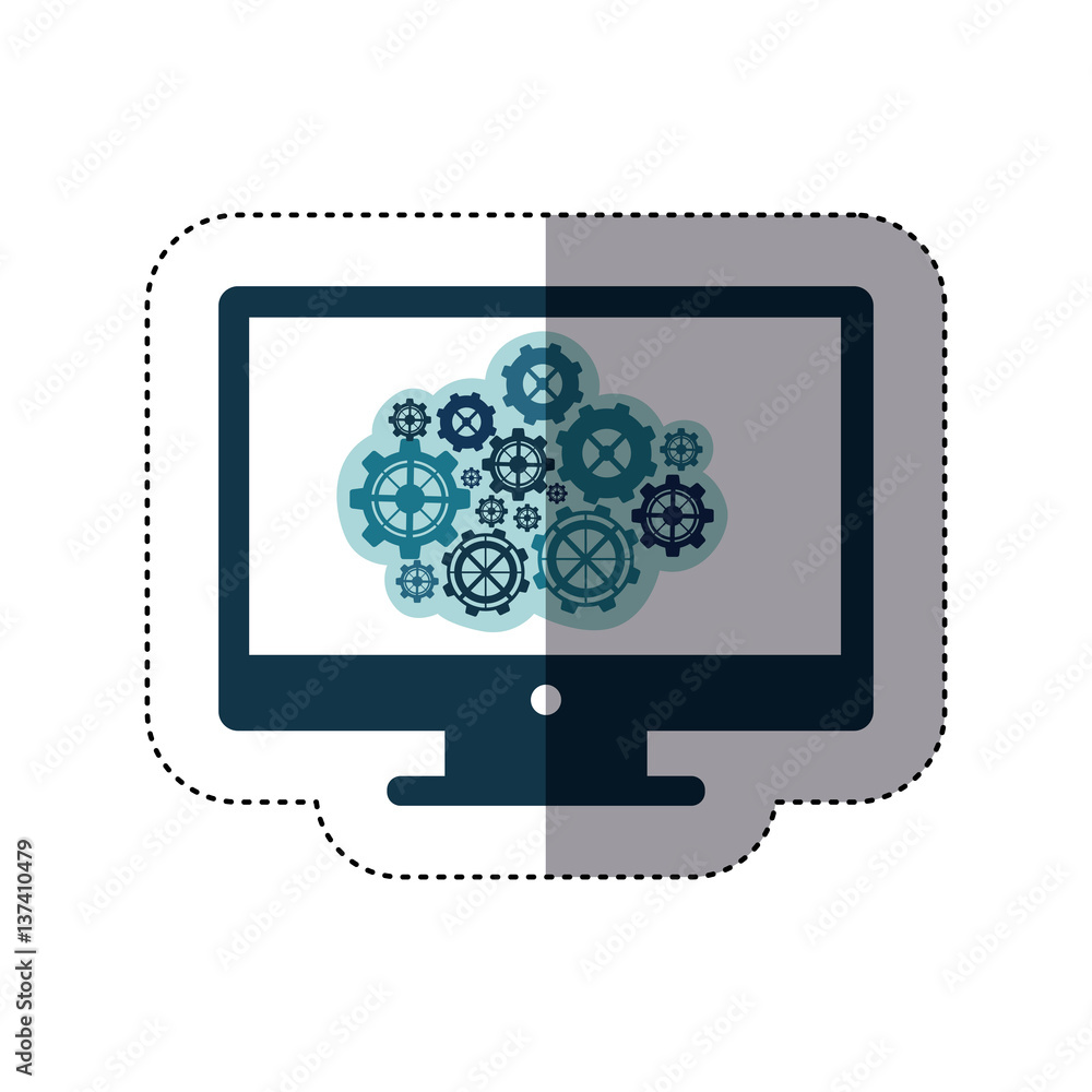 color sticker with concept of cloud maintenance service of lcd monitor vector illustration color sticker with concept of cloud maintenance service of lcd monitor vector illustration