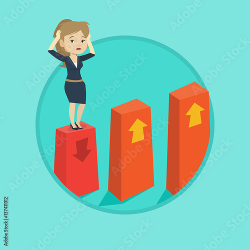 Bankrupt on chart going down vector illustration.