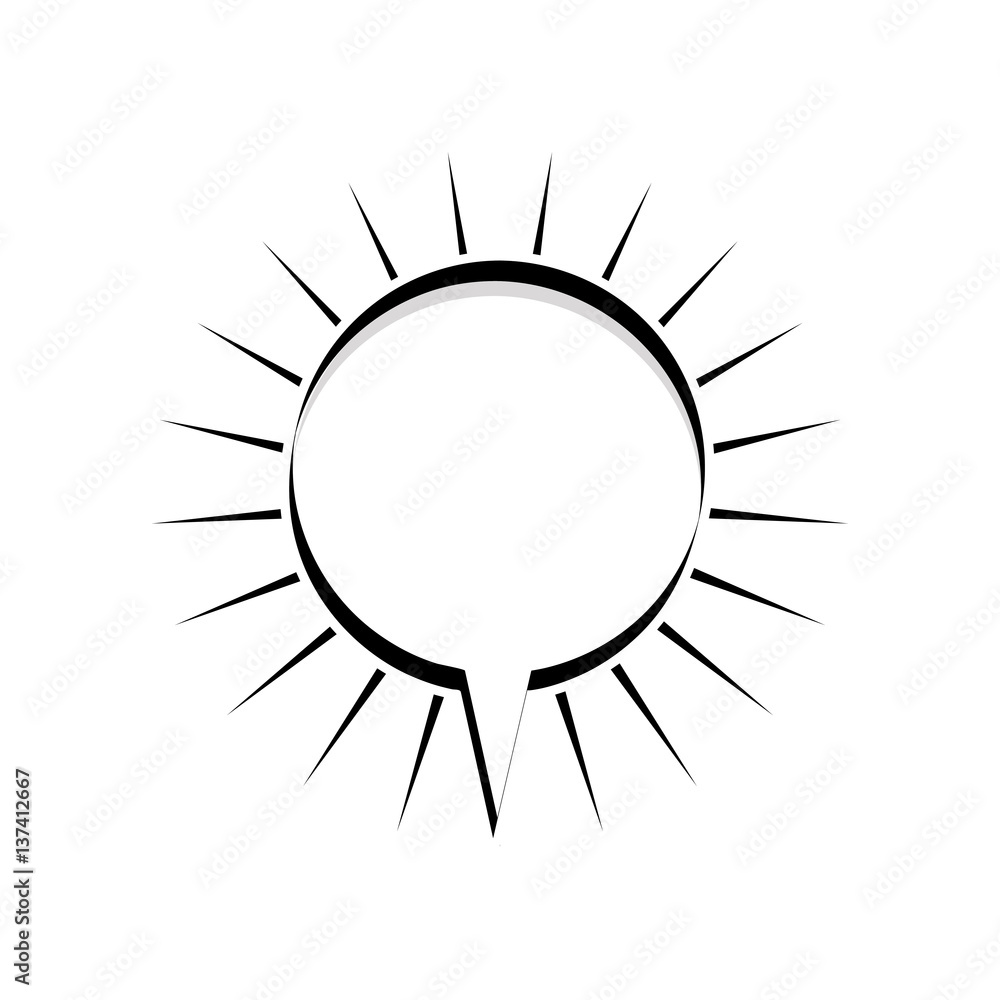 monochrome silhouette circular shape dialog box with lines around vector illustration