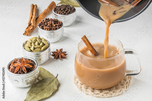 Photos チャイ　インドのミルクティー　Herb tea with milk of Chai India