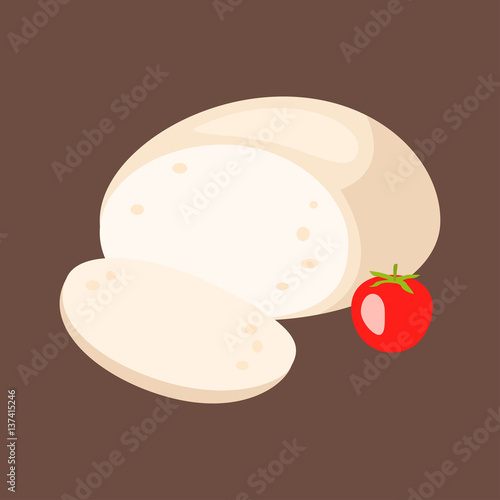 Delicious fresh cheese variety italian dinner icon flat dairy food and milk camembert piece delicatessen gouda meal isolated vector illustration.