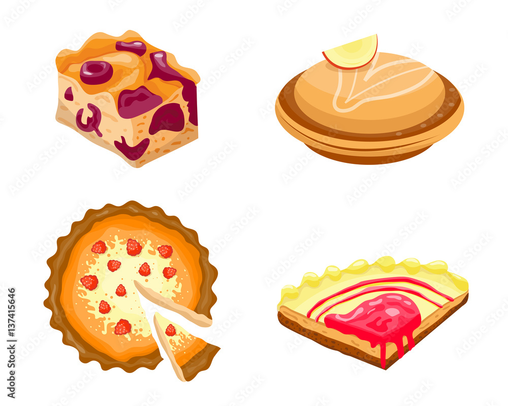Homemade organic pie dessert vector illustration. Homemade organic pie dessert vector illustration.