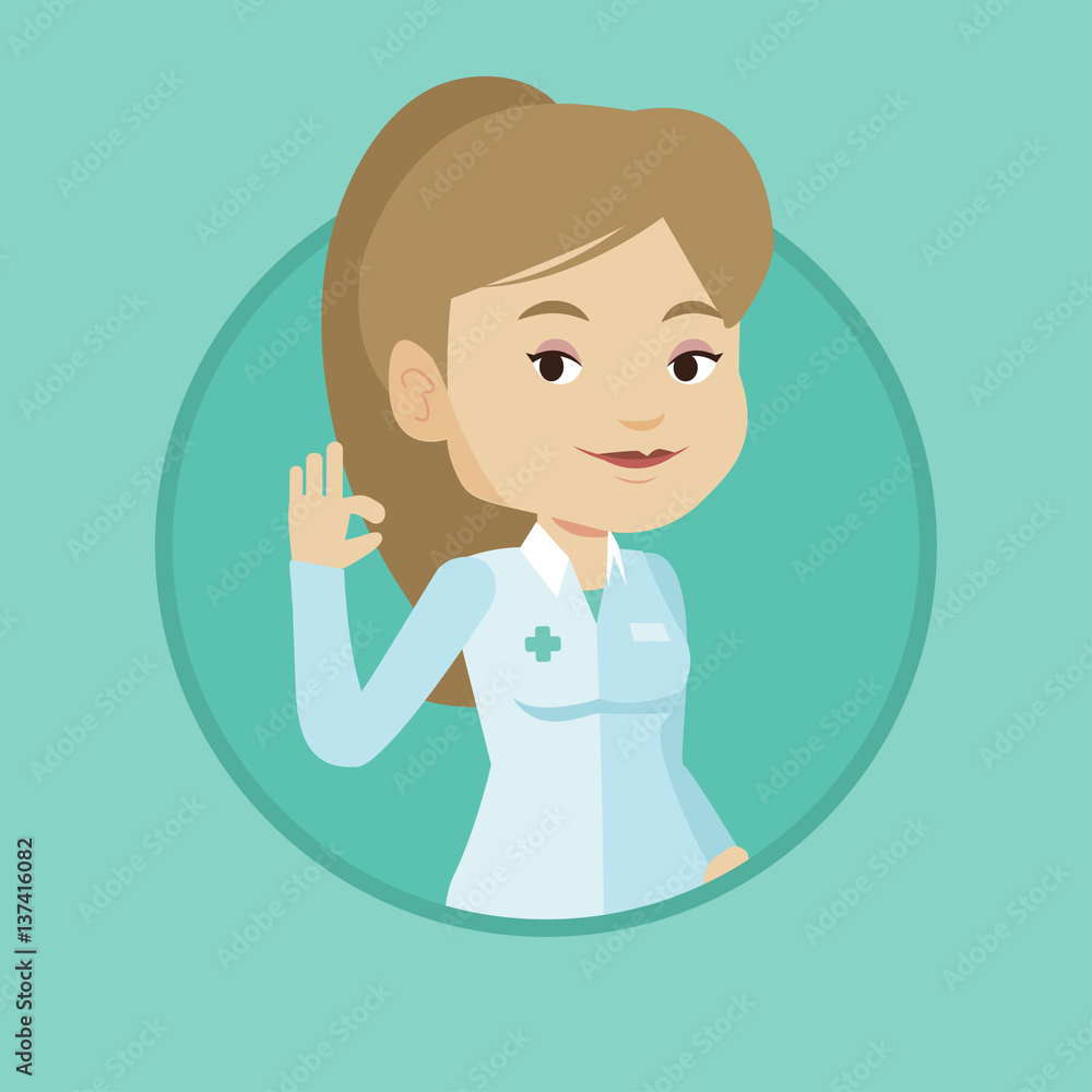 Doctor showing ok sign vector illustration. Doctor showing ok sign vector illustration.