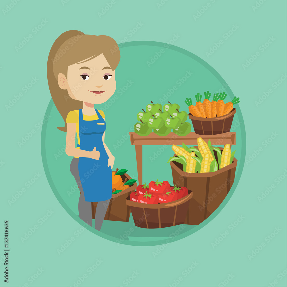 Friendly supermarket worker vector illustration. Friendly supermarket worker vector illustration.