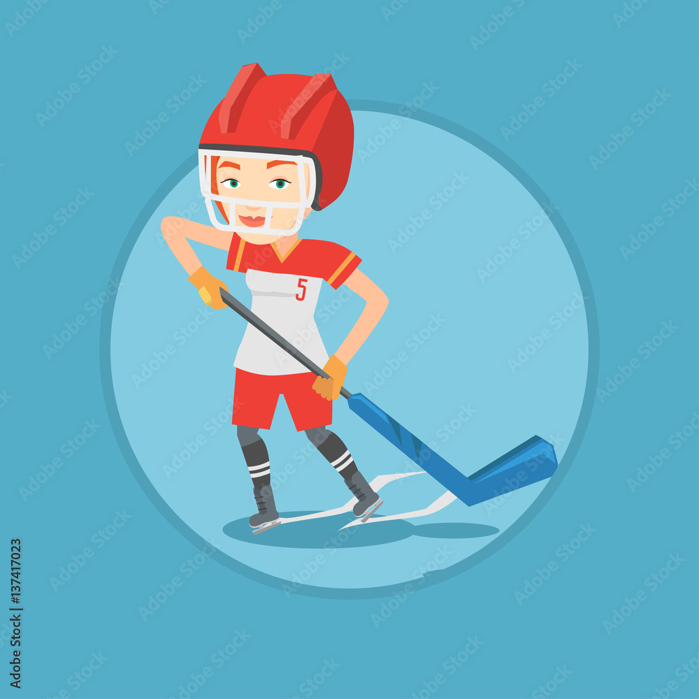 Obraz premium Ice hockey player vector illustration.
