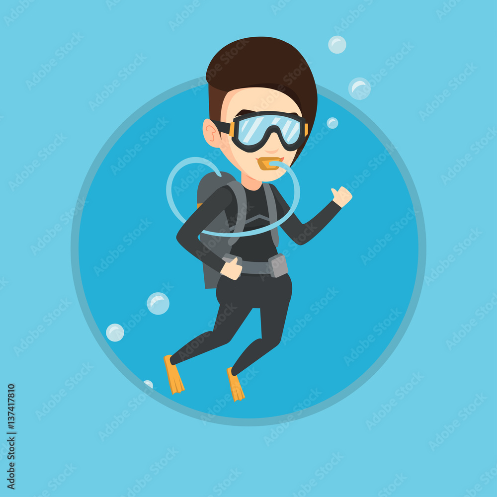 Woman diving with scuba and showing ok sign. Woman diving with scuba and showing ok sign.