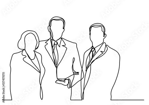continuous line drawing of business executives