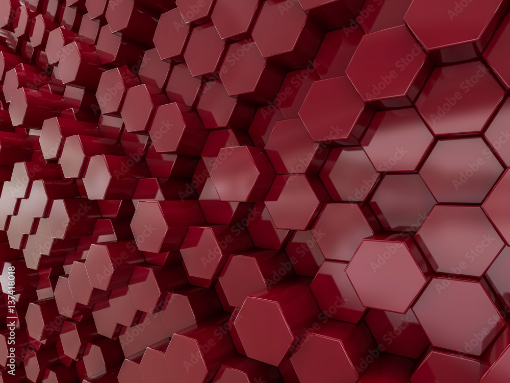 Hexagon abstract red background. 3D rendering Hexagon abstract red background. 3D rendering