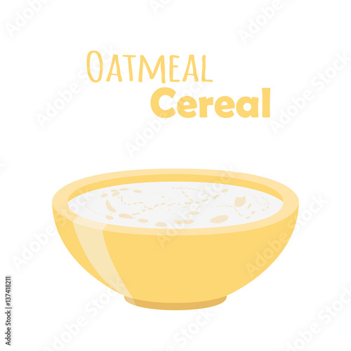 Cereal rings, oatmeal breakfast with milk, organic muesli. Flat style.