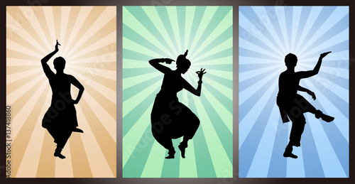 Set of Indian Dancers, Silhouette 