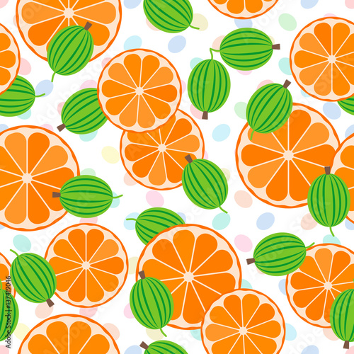 seamless texture with gooseberry and oranges.