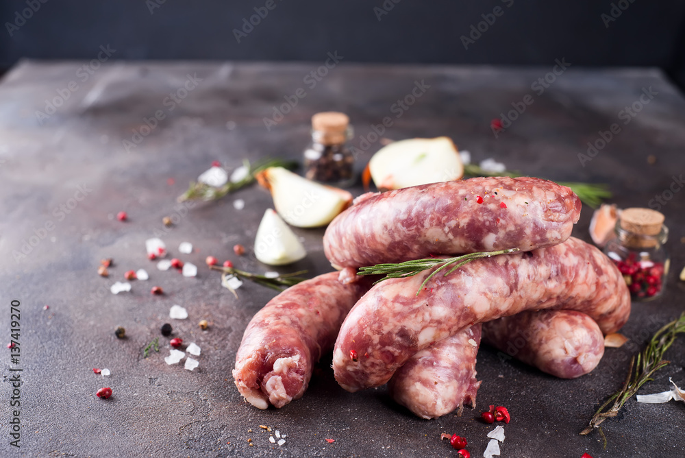 Raw sausages with spice Raw sausages with spice