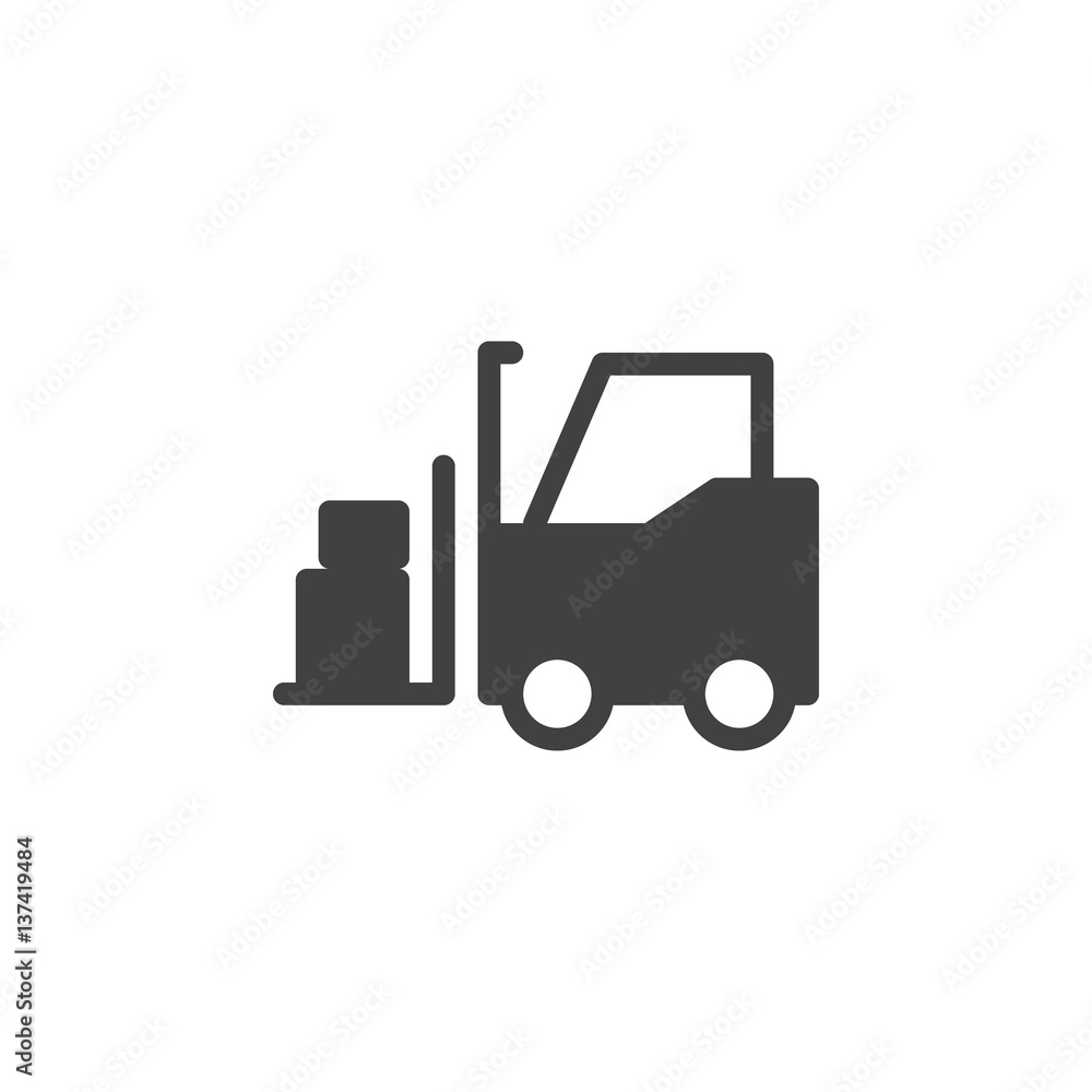 Forklift truck icon vector, filled flat sign, solid pictogram isolated on white. Symbol, logo illustration