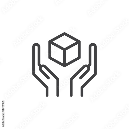 Package protection line icon, outline vector sign, linear style pictogram isolated on white. Handle with care symbol, logo illustration