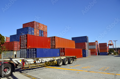 Canvas Print cargo container in import export logistic zone