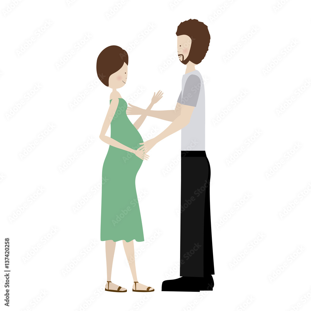 people pregnant woman and her husband icon, vector illustration