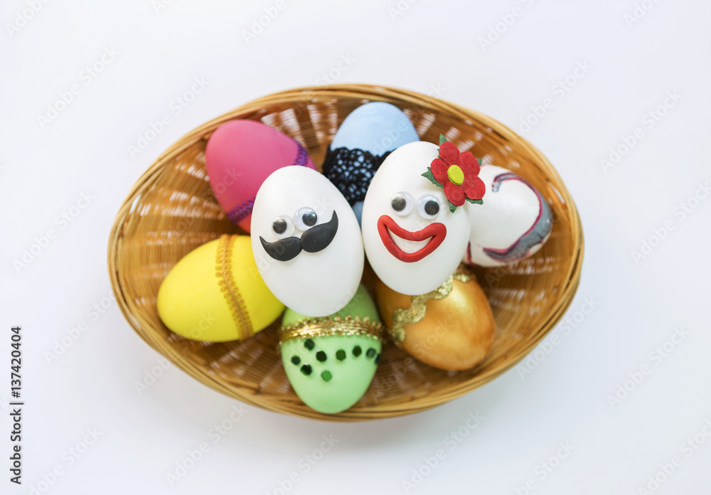 Funny Easter egg design his and her Easter egg on basket